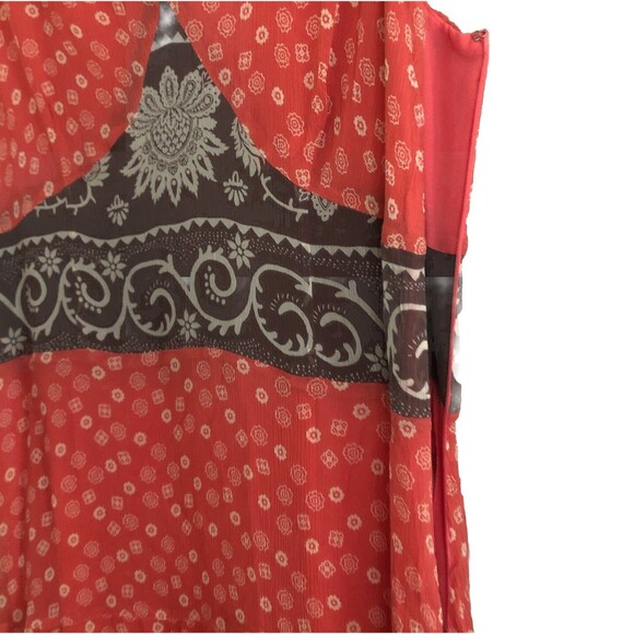 Charter Club Silk Maxi Dress Womens Sz 10 Salmon Brown Boho Tiered V-neck Lined - Picture 7 of 16